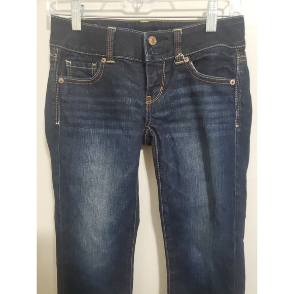American Eagle Sz 00 Artist Crop Jeans Super Stretch Dark Wash Current Denim - Picture 2 of 5